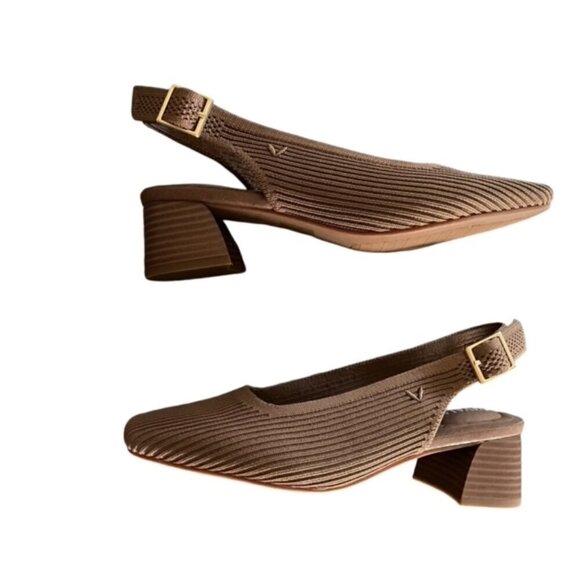 Vivaia Melody Square Toe Slingback Block Heel in Nutmeg 36 - Picture 1 of 7